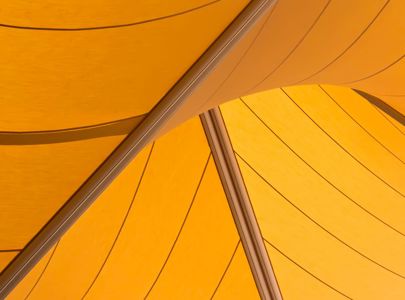 Yellow tent with lines