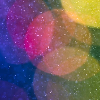A blend of purple, blue, yellow and green shades, painted in circles.